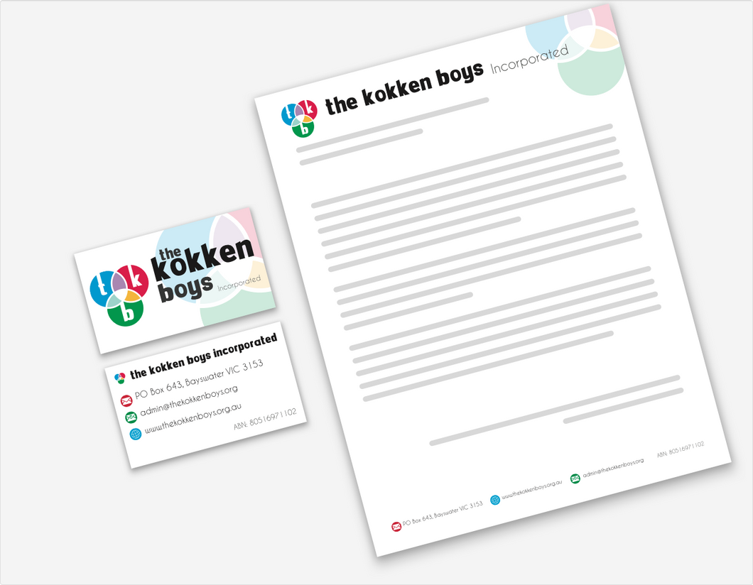 Branding, business cards and letterhead for The Kokken Boys